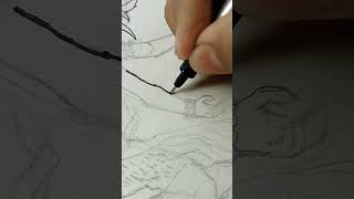 Siv ji drawing inking with Doms fine linershortvideo [upl. by Anerac434]