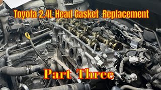 How To Replace The Head Gasket on 24l Toyota and Scion Motor Step by Step Part 3 of 4 [upl. by Maxie]