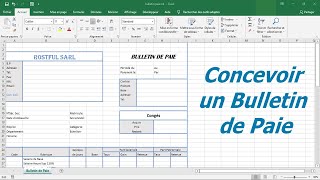 Concevoir un bulletin de Paie sur Excel étape par étape [upl. by Ayatal]