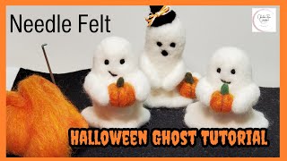 DIY Halloween Ghost Pumpkin NEEDLE FELTED Full How To Easy Tutorial for Beginners [upl. by Imhskal864]