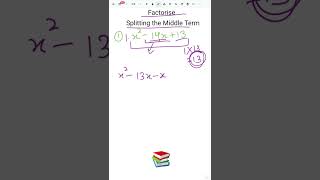 Factorisation by middle term splitting method  Important mehod of solving quadrtic equation maths [upl. by Eryn]