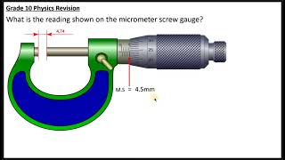 Grade 10 Physics Revision on Reading the Micrometer Screw Gauge and Vernier Caliper [upl. by Eesak814]