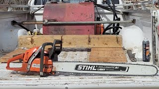 STIHL 32quot CAHINSAW BAR ON A 57CC SAW [upl. by Landbert]