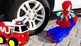 Freaky Joker Crushes Toy Truck Under Car with Spiderman Hulk amp Venom [upl. by Pearse]