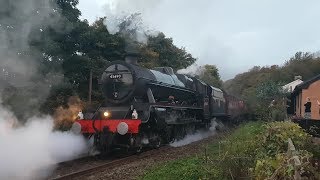 45690 Leander  In peril Slips galore on Wilpshire bank Cumbrian Mountain Express 14102017 [upl. by Cos203]