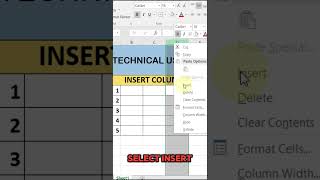 How to Insert Columns in Excel Simple amp Fast Tutorial  Technical Ustad [upl. by Kenwood]