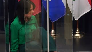 Montreal Mayor Valerie Plante collapses during press conference [upl. by Legnaesoj]