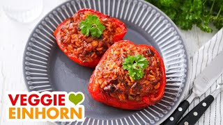 Vegane GEFÜLLTE PAPRIKA  Einfaches gesundes Rezept  Lecker vegan kochen [upl. by Trescha867]