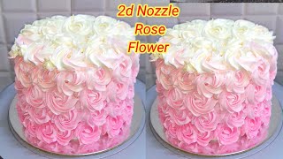 Swirl Rosettes Cake  Floral Cake Decorating Idea  Floral Cake  Rose With 2d Nozzle [upl. by Airrat]