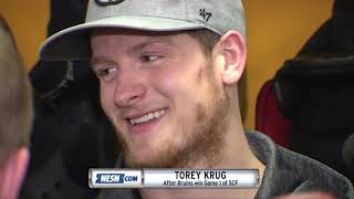 Torey Krug on hit Just glad I got a haircut a few days ago [upl. by Roux401]