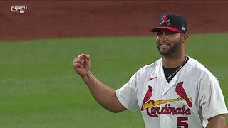 ALBERT PUJOLS PITCHING Cardinals legend pitches for first time ever 🤣 [upl. by Arabeila]