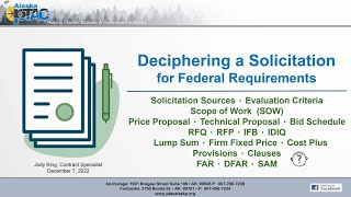 Deciphering a Solicitation Federal Requirements [upl. by Aisaim]