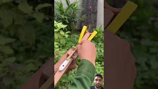 Ugly handmade bamboo slingshot carft bamboo art duet diytoys archery bamboobow diycrafts [upl. by Attaynek]