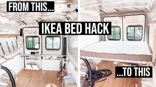 SUPER EASY CAMPERVAN FIXED BED  PEUGEOT BOXER VAN CONVERSION IKEA BED HACK [upl. by Tansey]