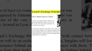 LOCARD S PRINCIPLE OF EXCHANGE [upl. by Araes]