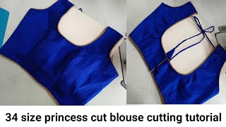 34quotSize Princess Cut Blouse cutting tutorial  Sleeveless Blouse Cutting [upl. by Anyl151]