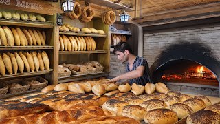 Legendary Turkish bread In this bakery the bread is baked in a wood fire [upl. by Marcille]