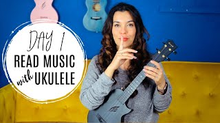 DAY 1  Reading Music Notation with Ukulele  Tutorial by a Music Teacher [upl. by Trebma802]