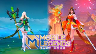 Odette Auspicious Charm Lunar Skin VS Butterfly Goddess Limited Special Skin MLBB Comparison [upl. by Aicirtap710]