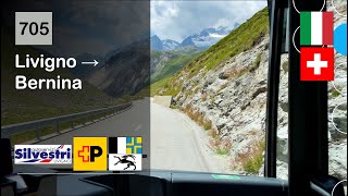 4K 🇮🇹🇨🇭 Cab Ride SilvestriAutoPostale Grigioni  705 Livigno → Bernina  MB Citaro C2 Hybrid [upl. by Dachia]