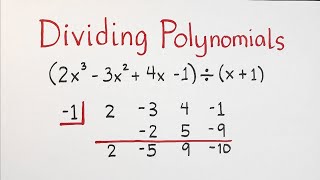 Dividing Polynomials  Synthetic Division [upl. by Navaj]