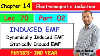 Induced EMF Dynamically amp Statically Induced EMF Ch14Part 2  PhysicsII ProfMNasir  LEC70 [upl. by Anirtap920]