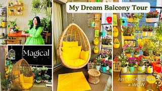 My Dream Balcony Tour amp Organization Ideas  DIY Decor With Lights  Terrace Garden Decorating Tips [upl. by Antons984]