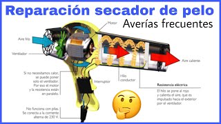 REPARACIÓN SECADOR DE PELO  AVERIAS FRECUENTES [upl. by Sander]