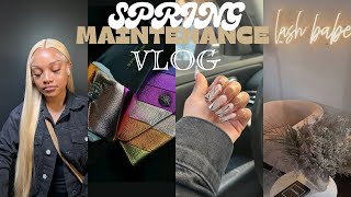 SPRING BREAK MAINTENANCE VLOG ☆  blonde hair nails lashes pack wme [upl. by Arymas]