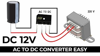 how to make DC 12 volt supply using transformer  ac to dc converter using the bridge [upl. by Enidlarej]