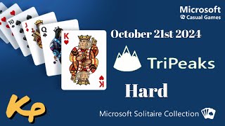 Microsoft Solitaire Collection  Daily Challenge  TriPeaks Hard  October 21st 2024  20241021 [upl. by Demmahom]