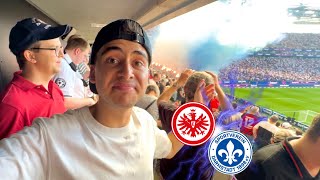 Darmstadt ZÜNDET PYROS 🧨🔥 HESSENDERBY  EINTRACHT FRANKFURT vs SV DARMSTADT 98  Stadionvlog [upl. by Nereids]