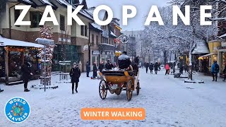 Winter 4K Walking Tour of Zakopane Poland  The Most Beautiful Mountain Town January 2024 [upl. by Akahs]