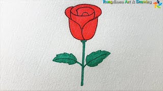 Rose flower drawing techniques 🌷🌷 গোলাপ ফুল আঁকানোর কৌশল 🌷🌷 Easy Painting [upl. by Itsim]