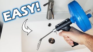 How To Unclog Bathroom Sink Drain Drum Auger [upl. by Hoisch]