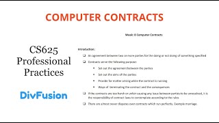 Computer Contracts  Week 8 Complete  Professional Practices  Div Fusion [upl. by Gnous]