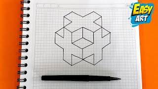 Dibujos en 3D  Como DIBUJAR un CUBO 3D en Forma de CRUZ  como dibujar figuras geometricas 3D Easy [upl. by Azaria808]