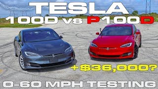 What does a 1 second difference from 060 MPH Look Like Tesla P100D vs 100D Drag Racing [upl. by Evslin]