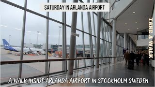 Arlanda airport Stockholm Sweden A walk in terminal 5 on a saturday the biggest Airport in Sweden [upl. by Ynottirb]