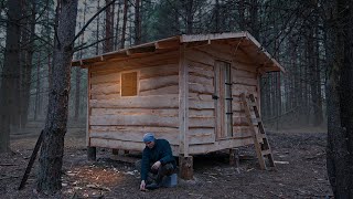 Off grid cabin building in the woods start to finish no talking [upl. by Ziza408]