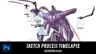 Arthropod Alien  Sketch Process  Timelapse [upl. by Sandie]