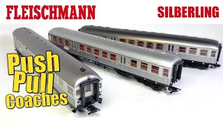 PUSHPULL COACHES  German Silberling Passenger Coaches  Fleischmann Model Railway Review  HO [upl. by Ayt]