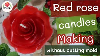 Candle Rose Flower Making Without Cutting Mold  Candle Wax Flower DIY  Step By Step Candle Making [upl. by Bohlen532]