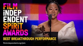 STEPHANIE HSU wins BEST BREAKTHROUGH PERFORMANCE at the 2023 Film Independent Spirit Awards [upl. by Elocim]