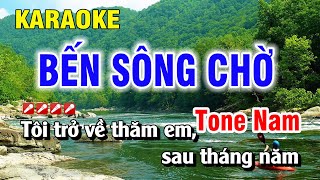 Bến Sông Chờ Karaoke Tone Nam Nhạc Sống  Nguyễn Duy [upl. by Volnak]