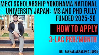 How to Apply for MEXT Scholarship MSPhD 202526  YOKOHAMA National University Japan [upl. by Natanhoj]