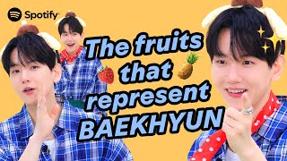 ENG BAEKHYUN assigns a fruit for his title songsㅣSpotify Fruit Shop [upl. by Noscire]