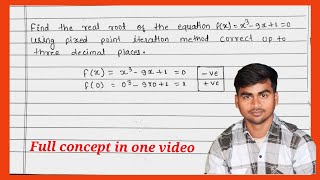 Fixed point iteration method How to solve fixed point iteration method in hindi SNME  Math [upl. by Maitund]