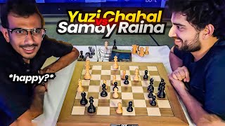 Yuzvendra Chahal vs Samay Raina  An intense friendly game at Global Chess League [upl. by Flanagan490]