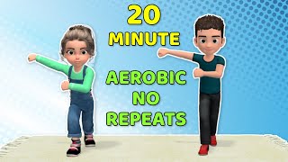 20 MIN AEROBIC WORKOUT FOR KIDS  NO REPEATS [upl. by Cinnamon]